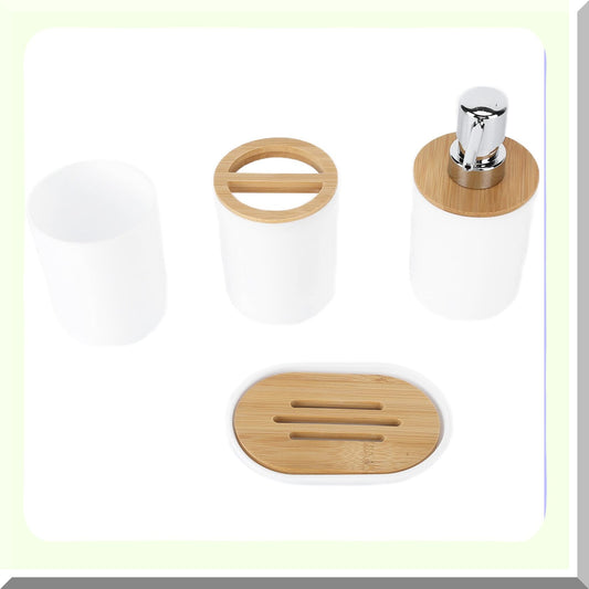 4PCS Bathroom Set with Toothbrush Cup and Lotion Dispenser