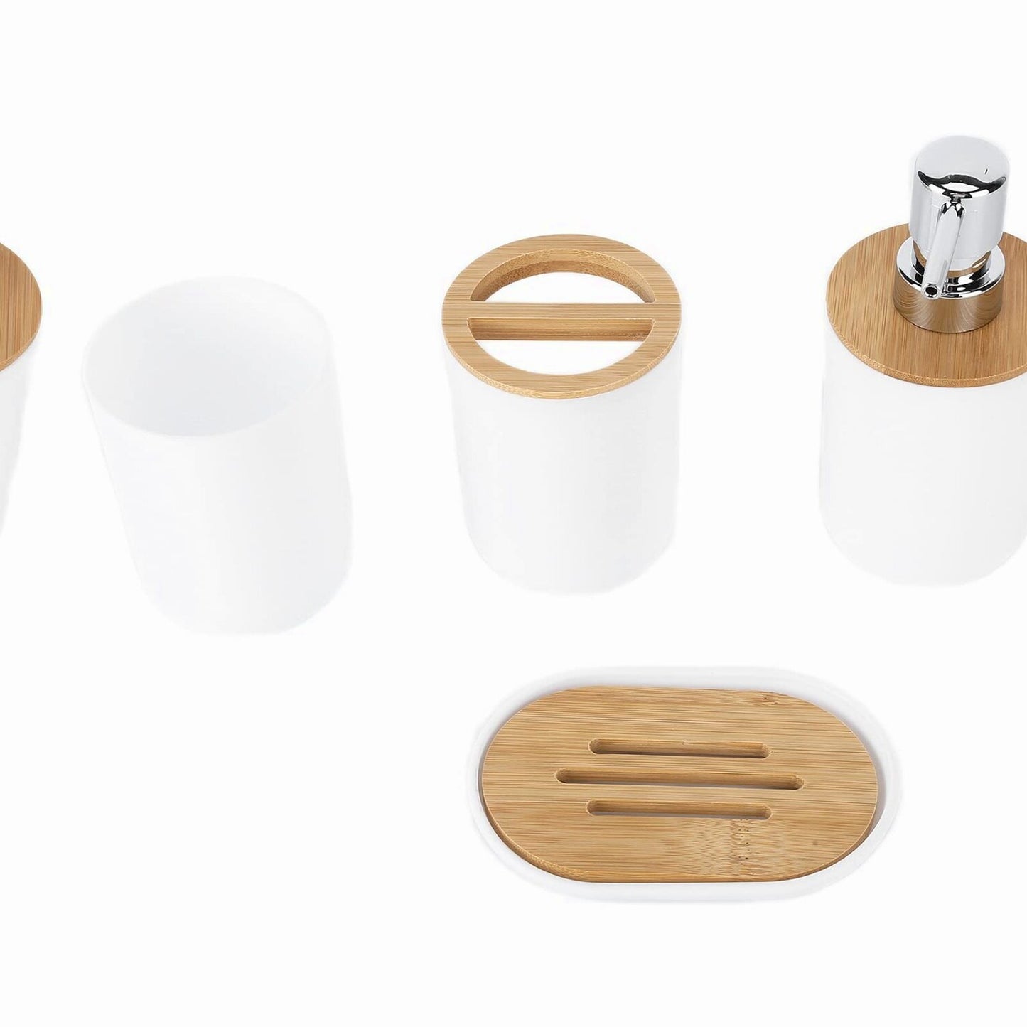 4PCS Bathroom Set with Toothbrush Cup and Lotion Dispenser
