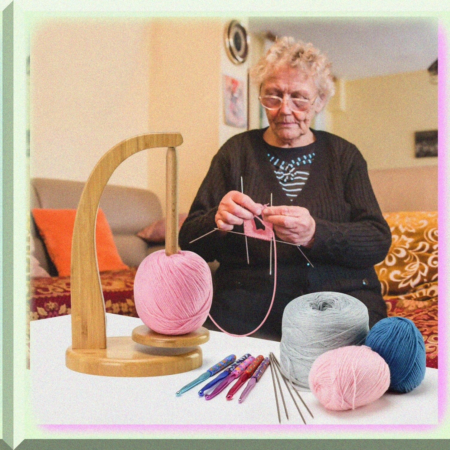 Wooden Yarn Holder for Knitting and Crocheting