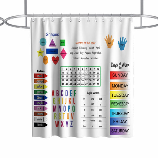 Kids Shower Curtain Set ABC Colors 72x72 inches