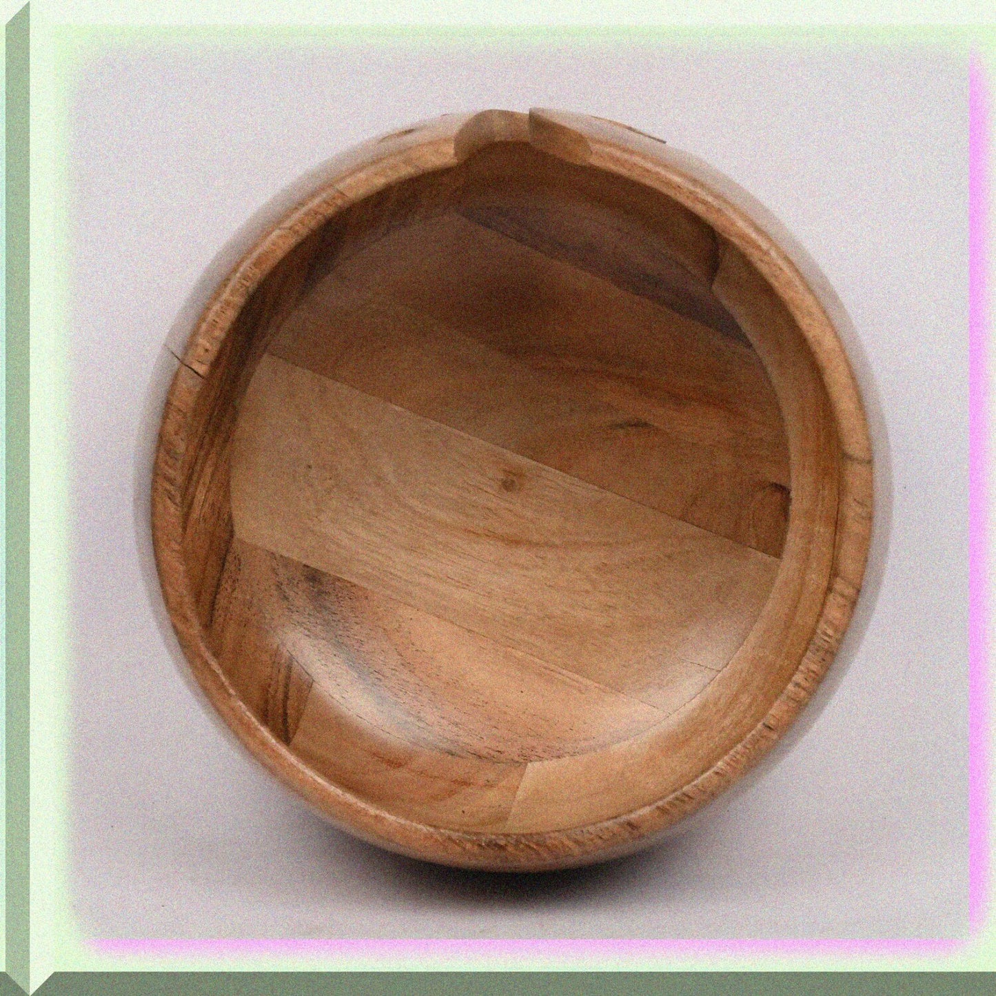 Acacia Wood Yarn Bowl Holder 7" x 7" x 4"