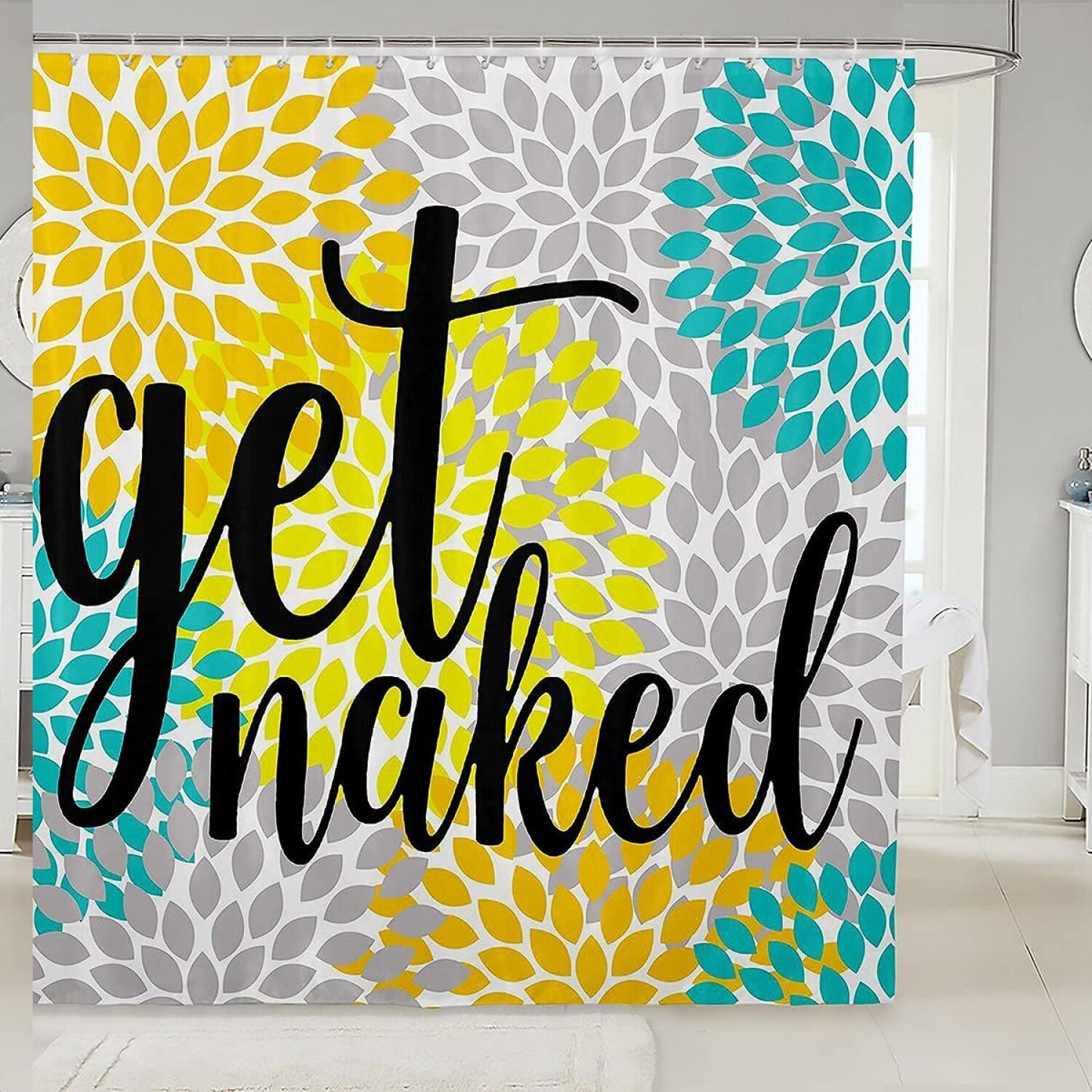 Teal Dahlia Floral Shower Curtain 72x72 Inch