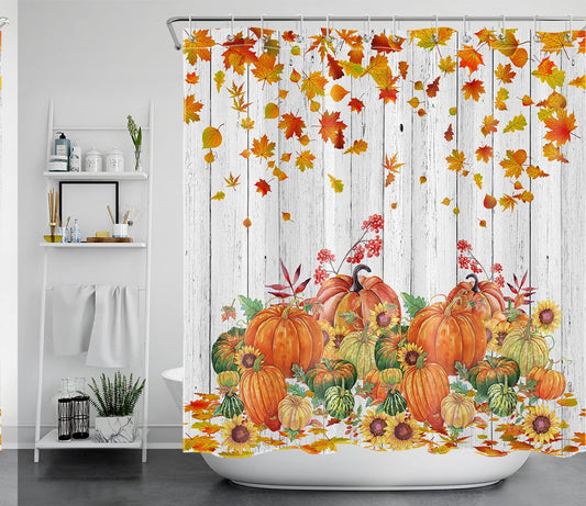 Autumn Fall Shower Curtain 72x72 Inch with Hooks