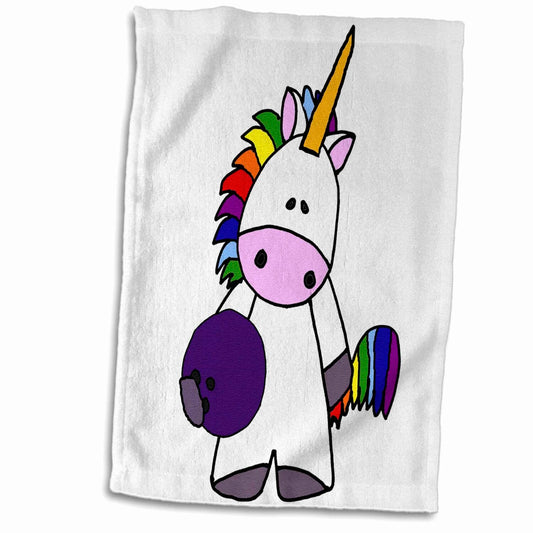 White Unicorn Bowling Cartoon Towel 15x22 inches