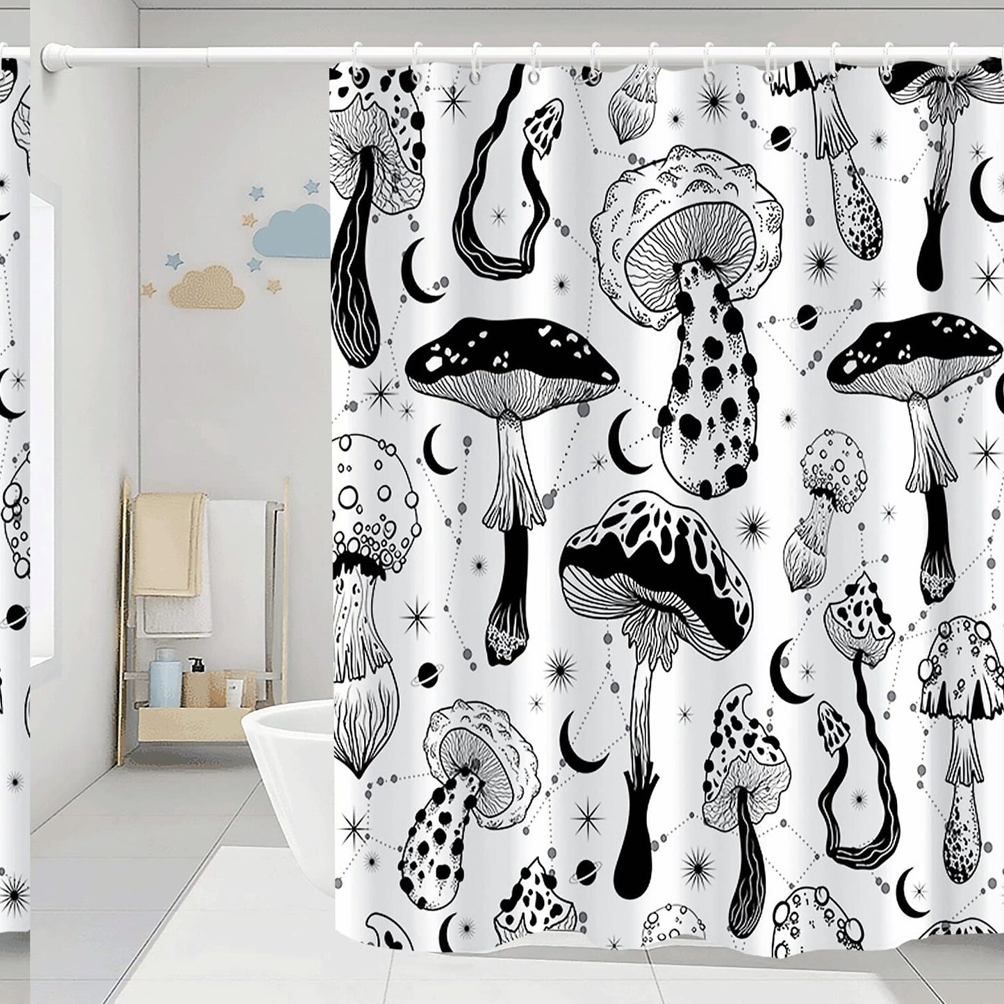Mushrooms Bathroom Shower Curtain 72x72 Inch