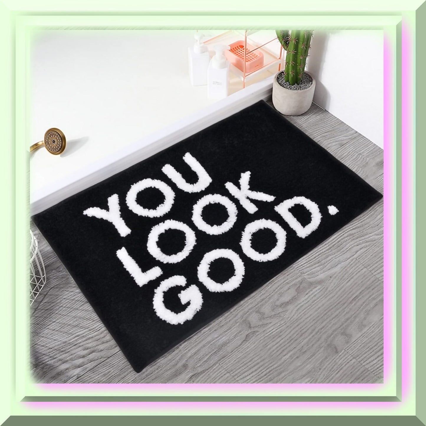Black Non-Slip Microfiber Shower Mat 20"X32"