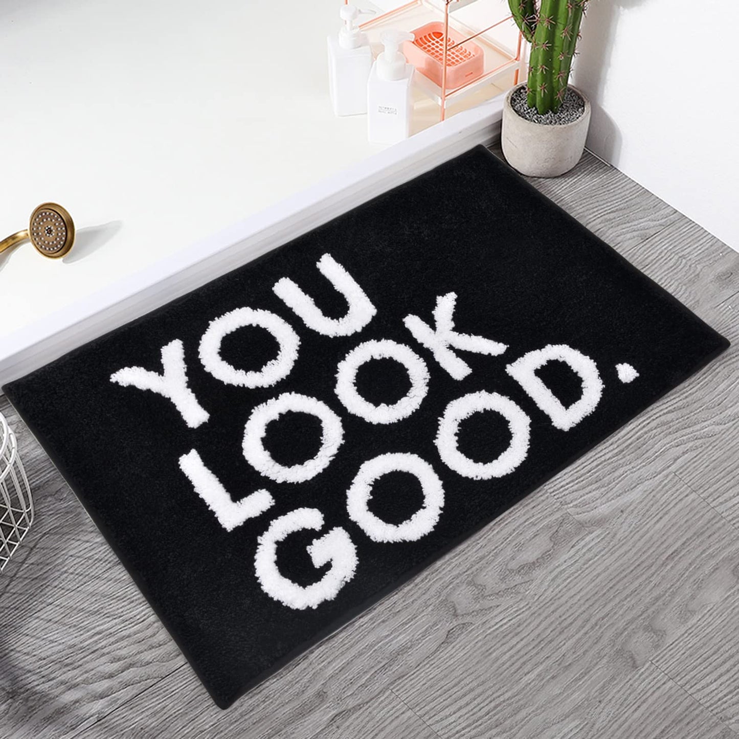 Black Non-Slip Microfiber Shower Mat 20"X32"
