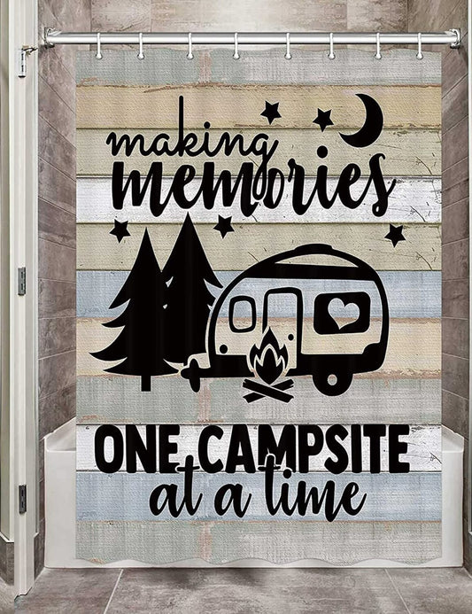 Camper RV Shower Curtain 47" x 64" Fabric Bathroom Decor