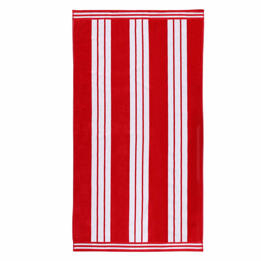 Cotton Striped Beach Towel Red Large