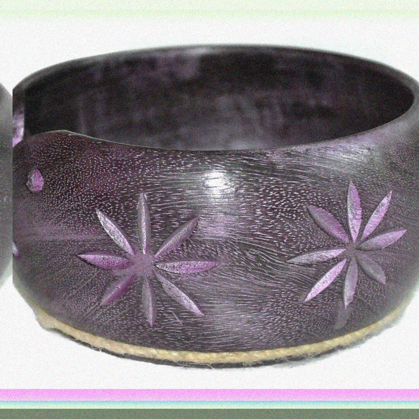 Solid Dark Wooden Yarn Bowl 6x6x3 Purple