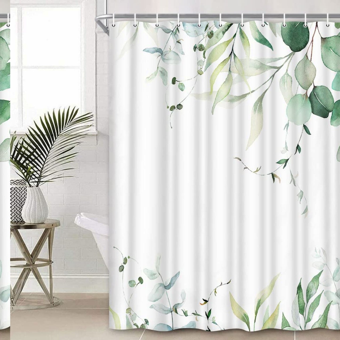 Mint Green Botanical Shower Curtain 72x72in