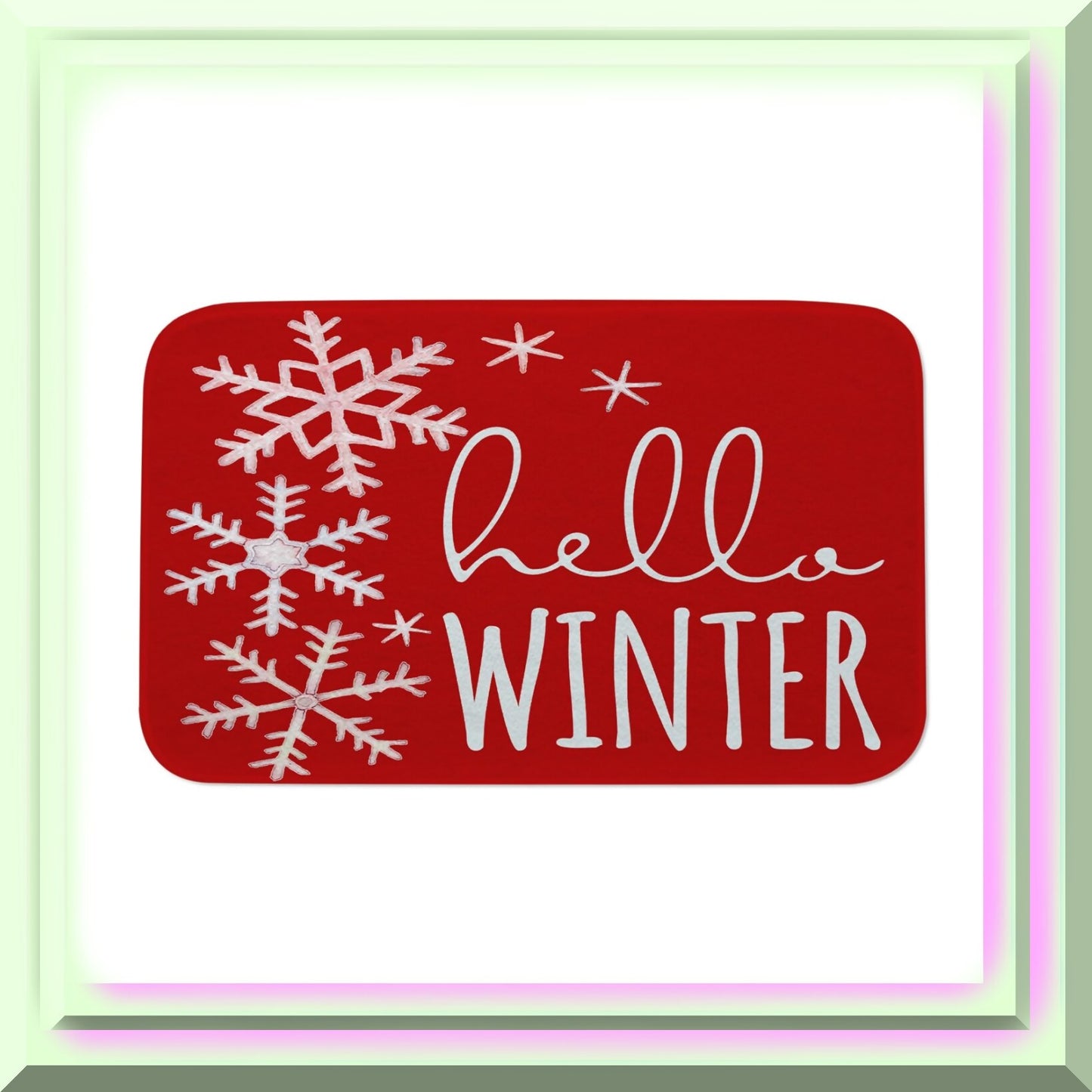 Hello Winter Red Snowflake Bath Mat 20x32 Inch