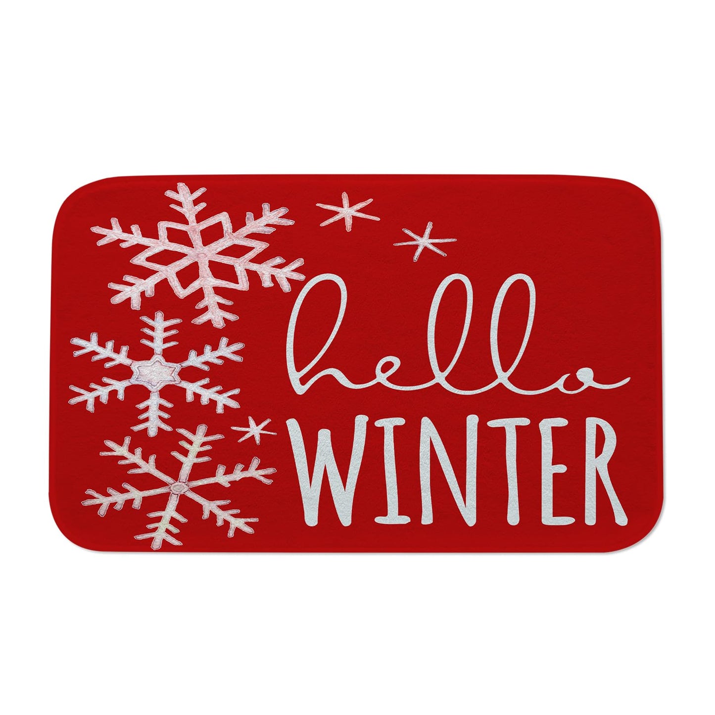 Hello Winter Red Snowflake Bath Mat 20x32 Inch