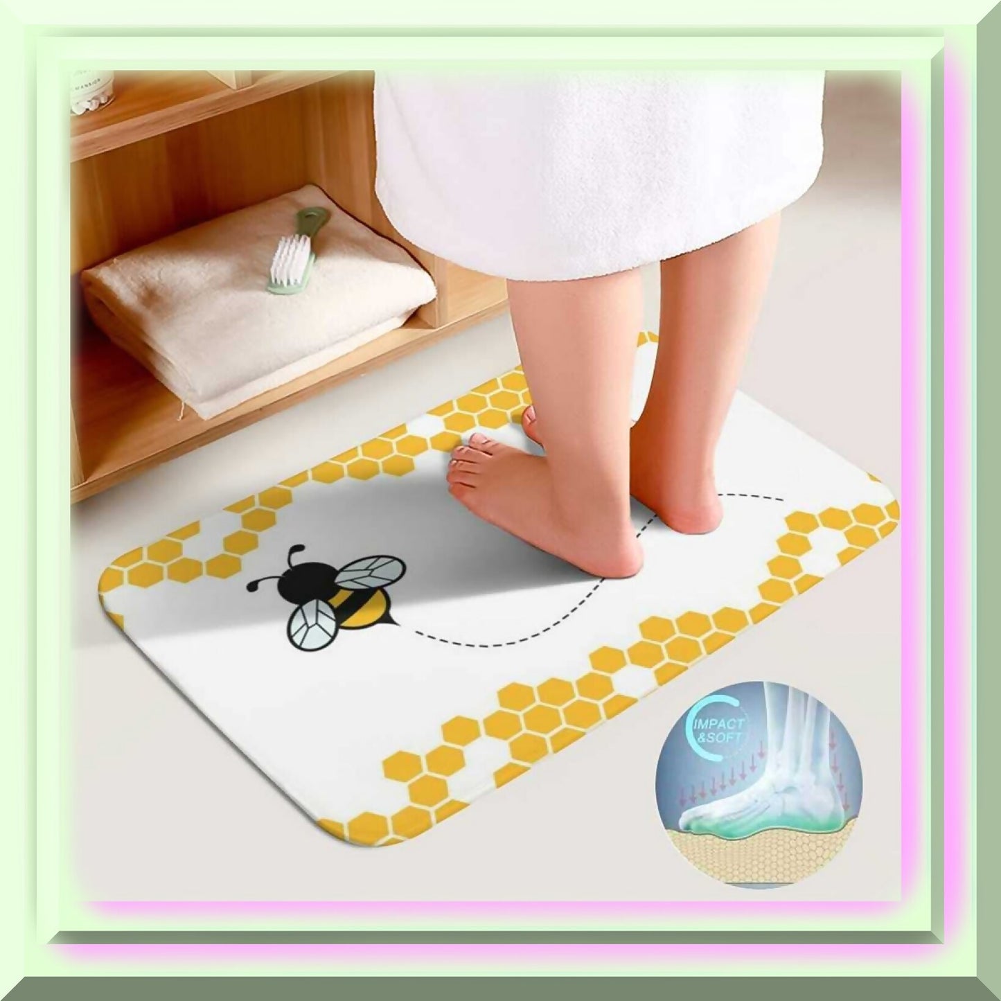3-Piece Bath Rug Set with Bee Hive Pattern