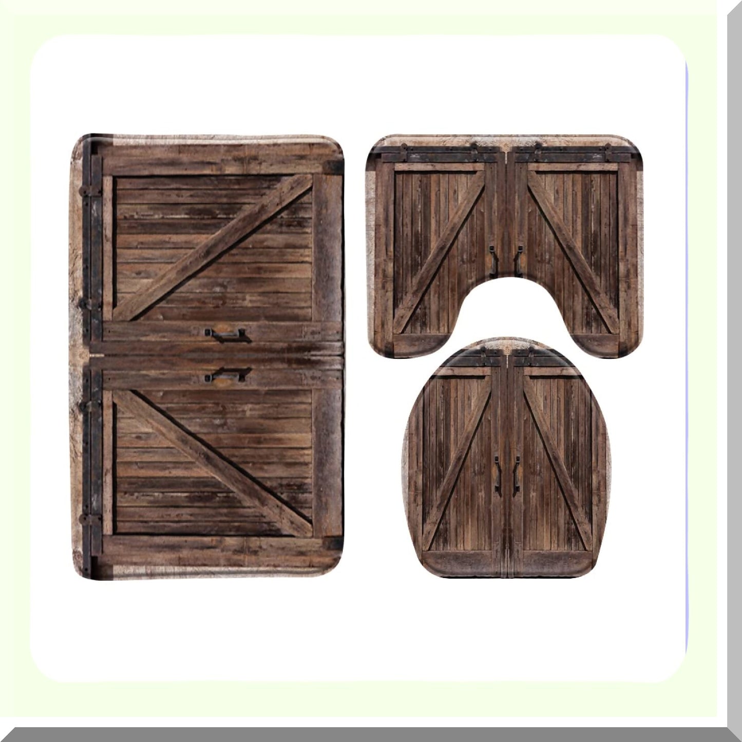 3-Piece Rustic Farmhouse Bathroom Mat Set