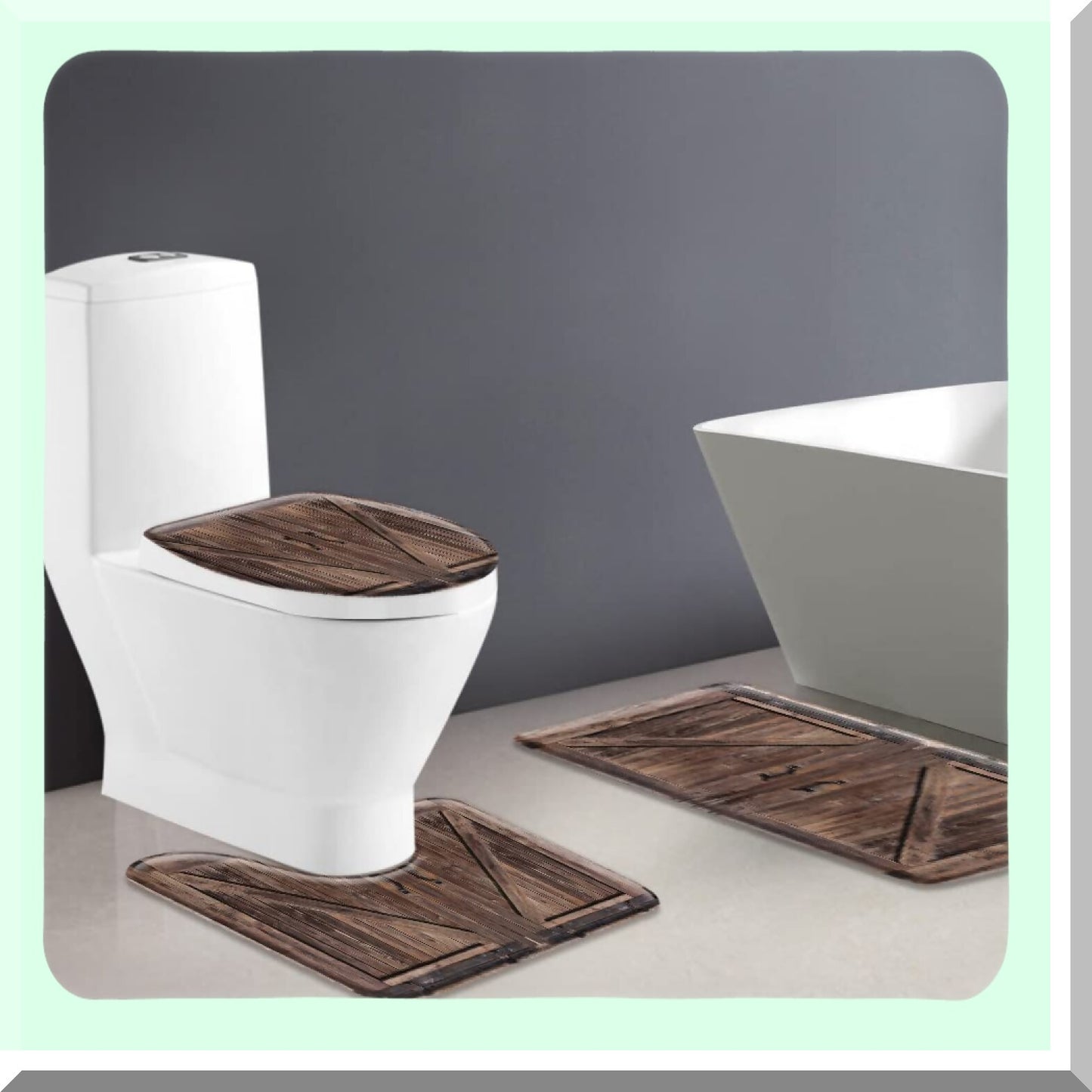 3-Piece Rustic Farmhouse Bathroom Mat Set