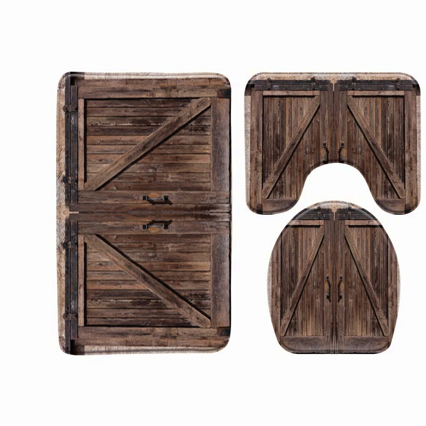 3-Piece Rustic Farmhouse Bathroom Mat Set