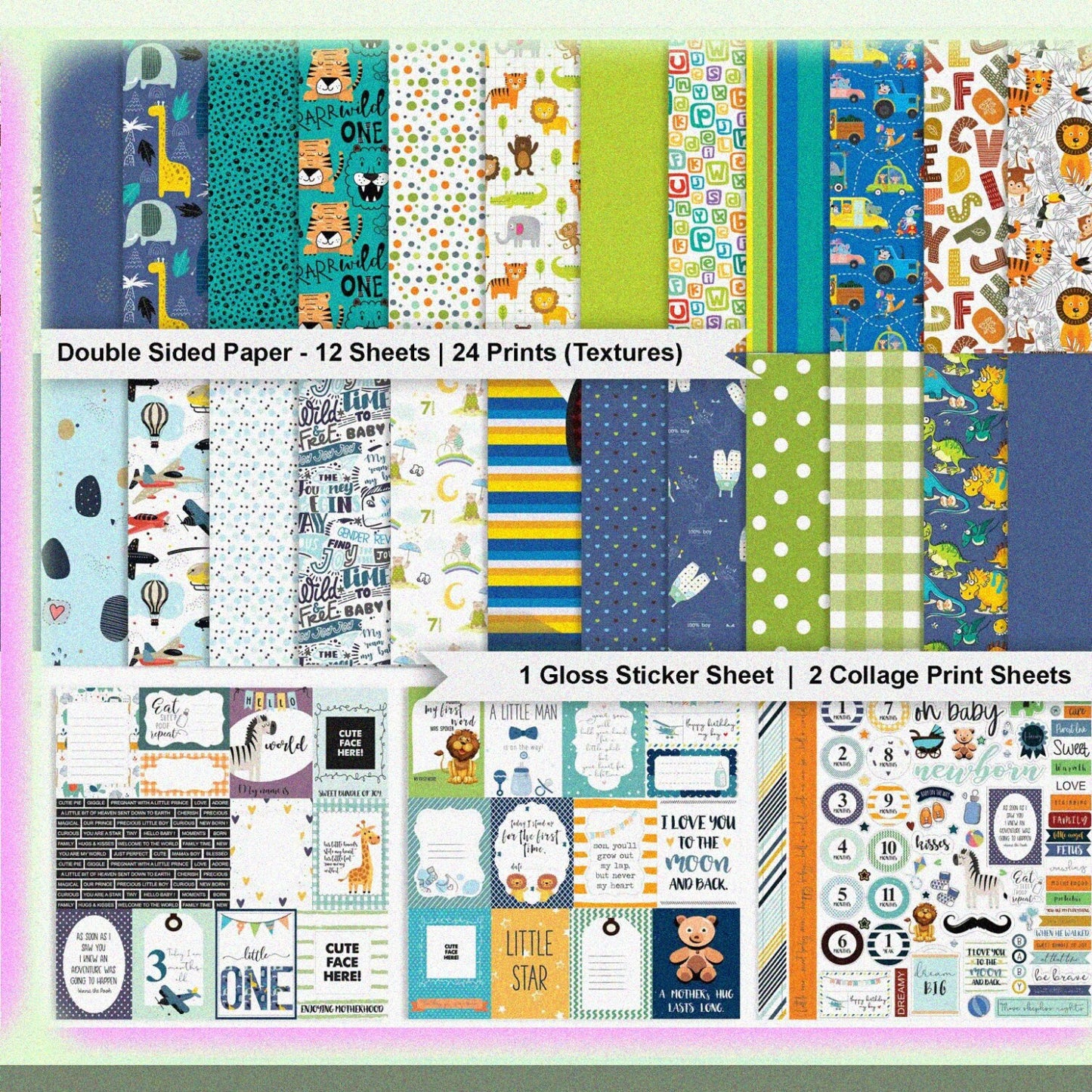Baby Boy Blue Scrapbook Paper Kit 16 Pages