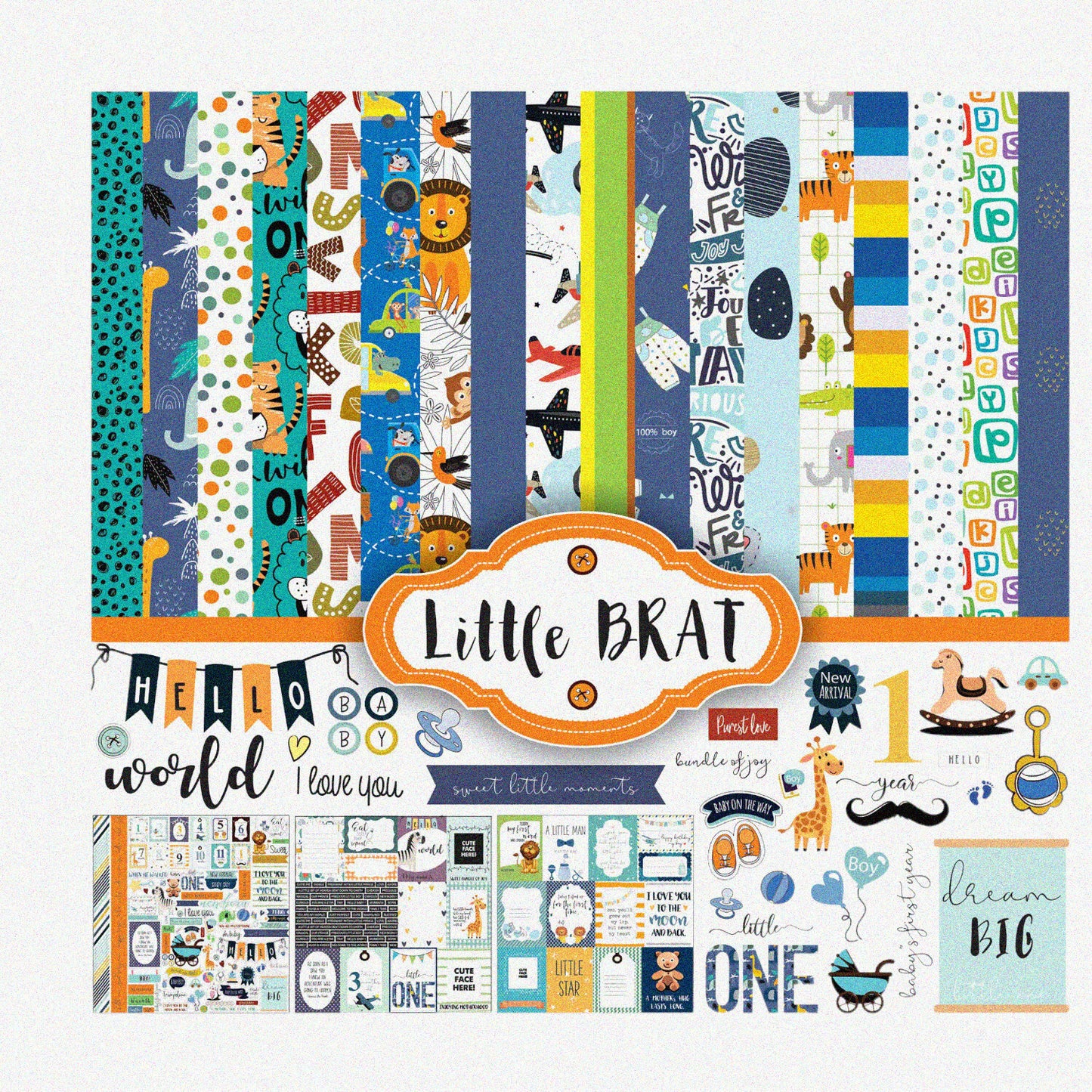 Baby Boy Blue Scrapbook Paper Kit 16 Pages