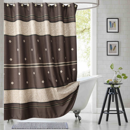 Polyester Bronze Farmhouse Shower Curtain 72x72