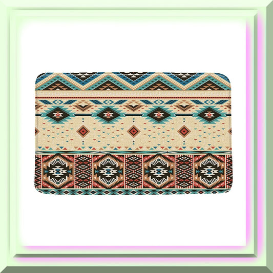 Aztec Tribal Bath Mat 45x75CM Non-Slip Flannel Rug