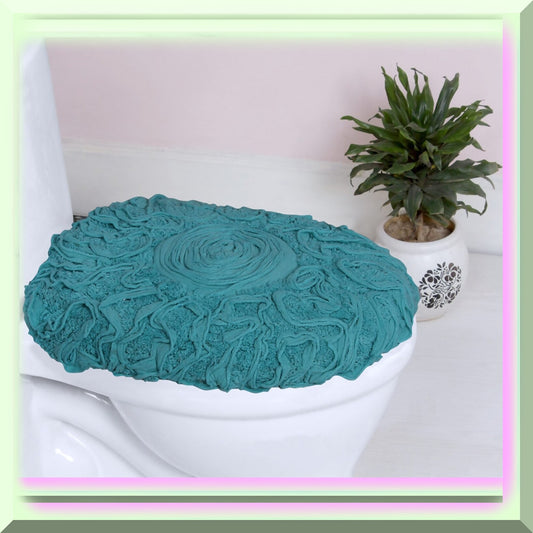 18"x18" Cotton Tufted Bath Rug Blue