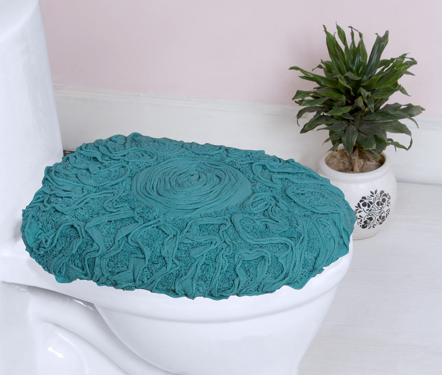 18"x18" Cotton Tufted Bath Rug Blue