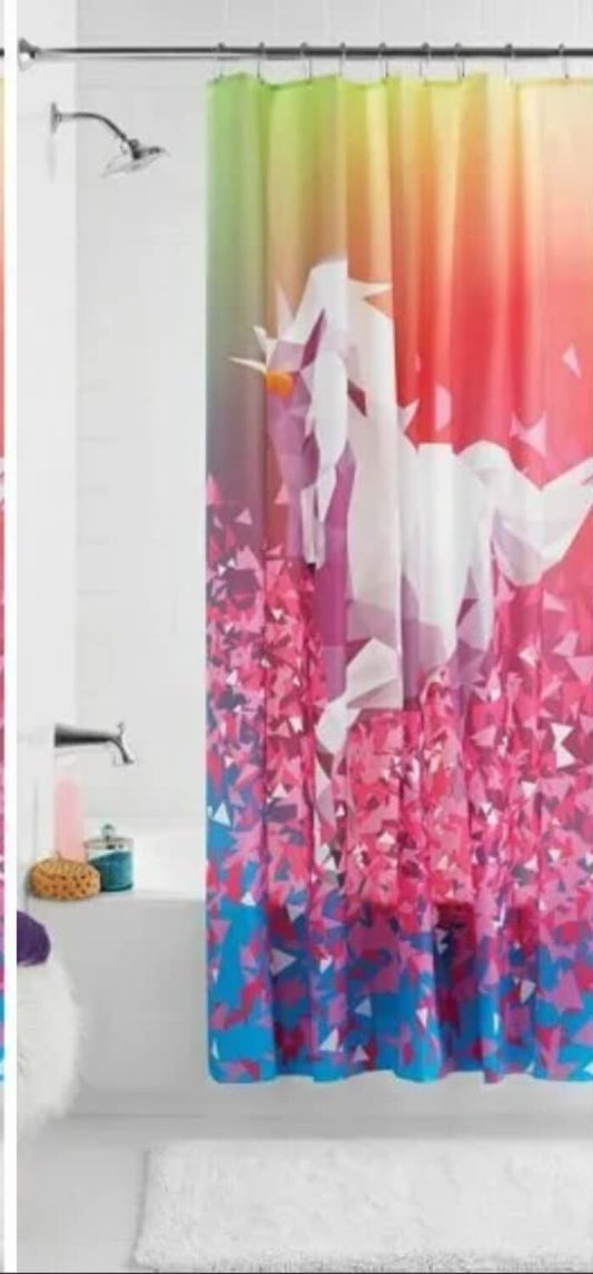 Glitter Pink Unicorn Shower Curtain 70" x 72"