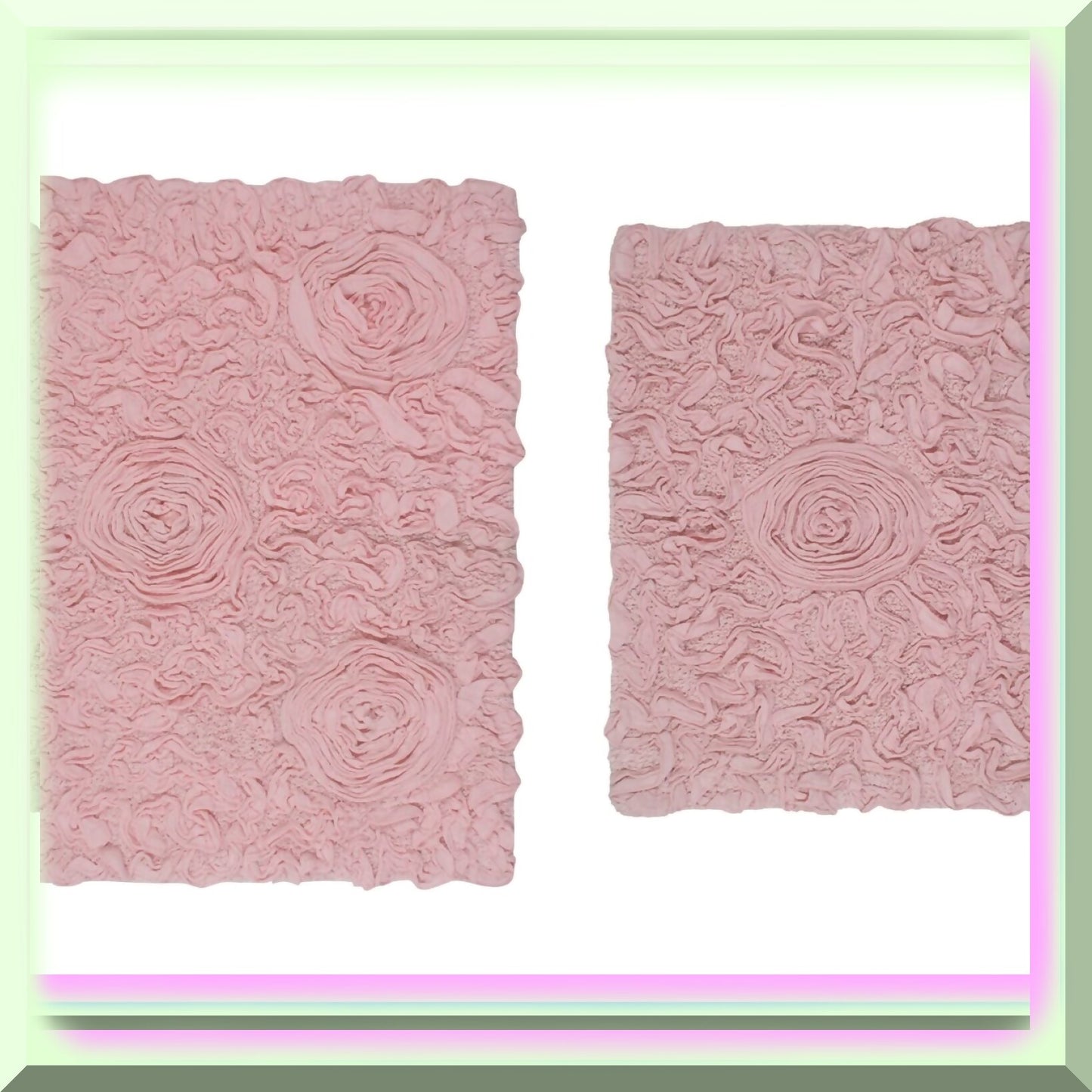 100% Cotton Pink Bath Rug Set 2 Pieces