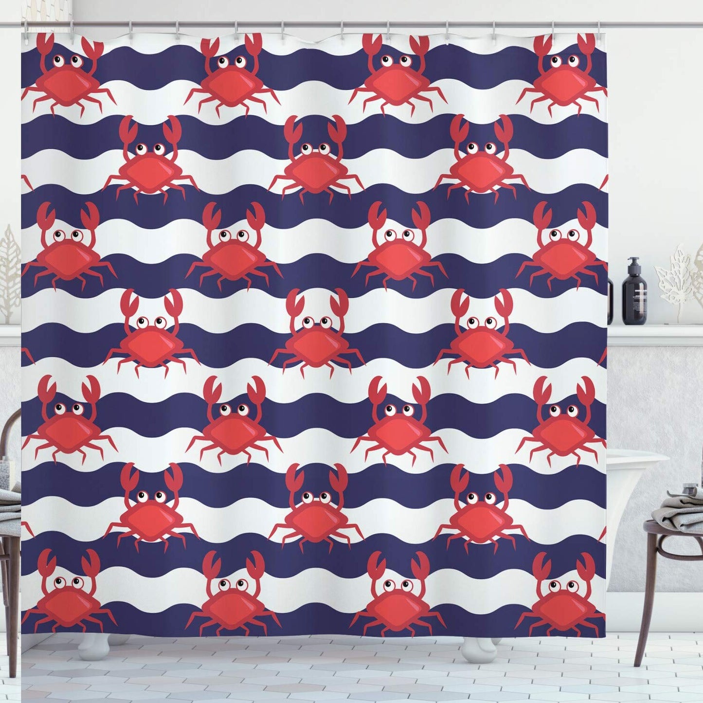 Crabs Nautical Shower Curtain 69x70 inches