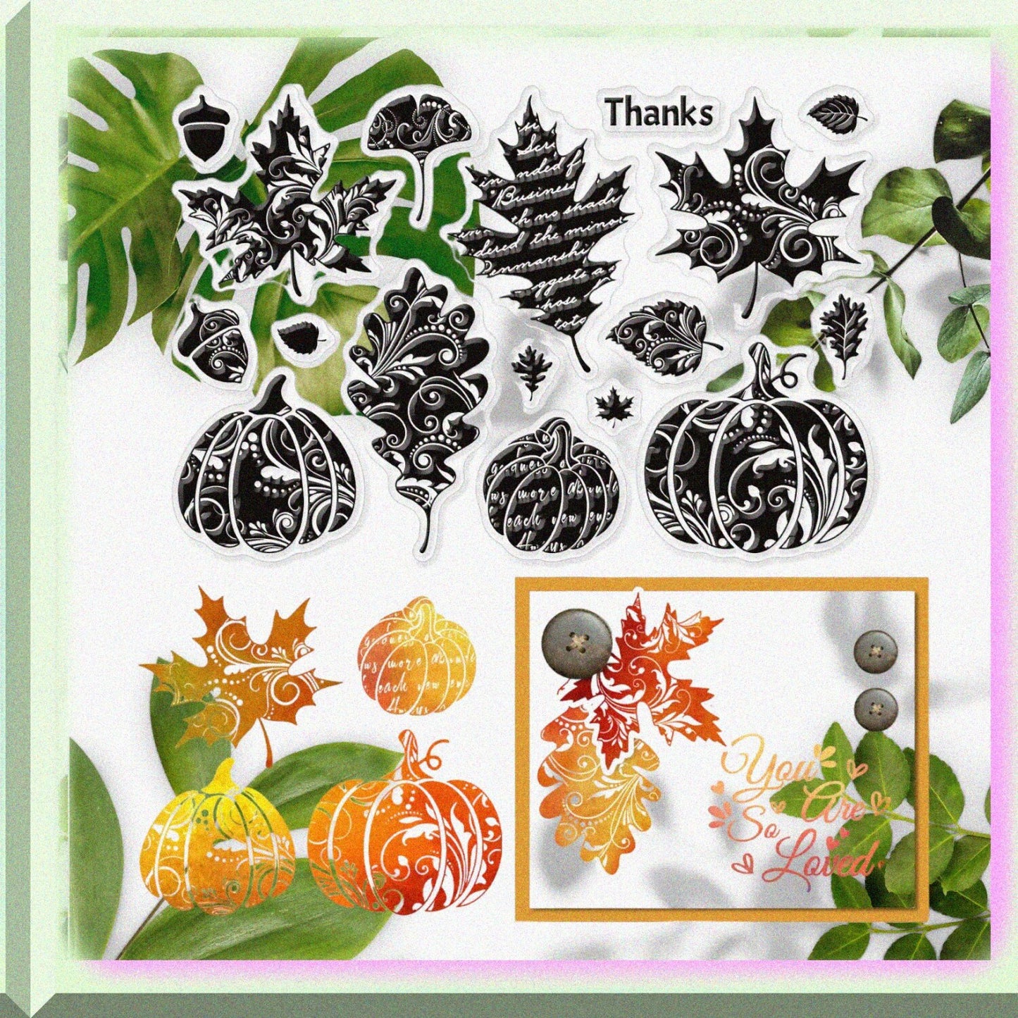 Autumn Leaves Clear Silicone Stamp Sheet 16x11cm