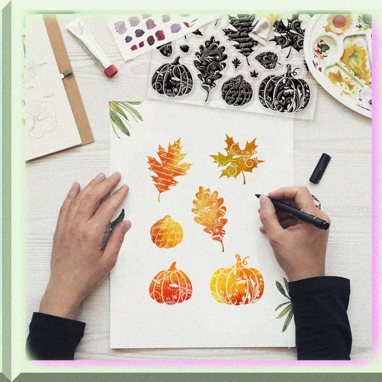 Autumn Leaves Clear Silicone Stamp Sheet 16x11cm