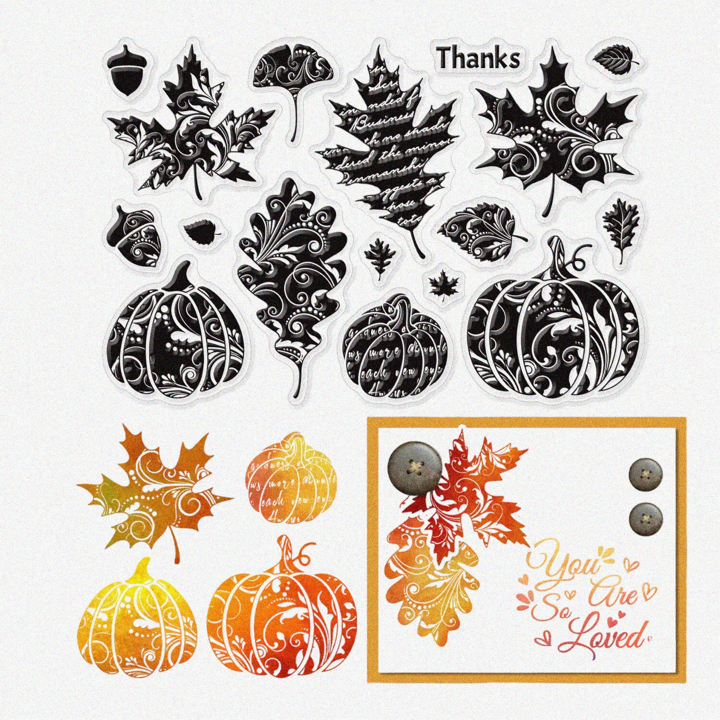 Autumn Leaves Clear Silicone Stamp Sheet 16x11cm