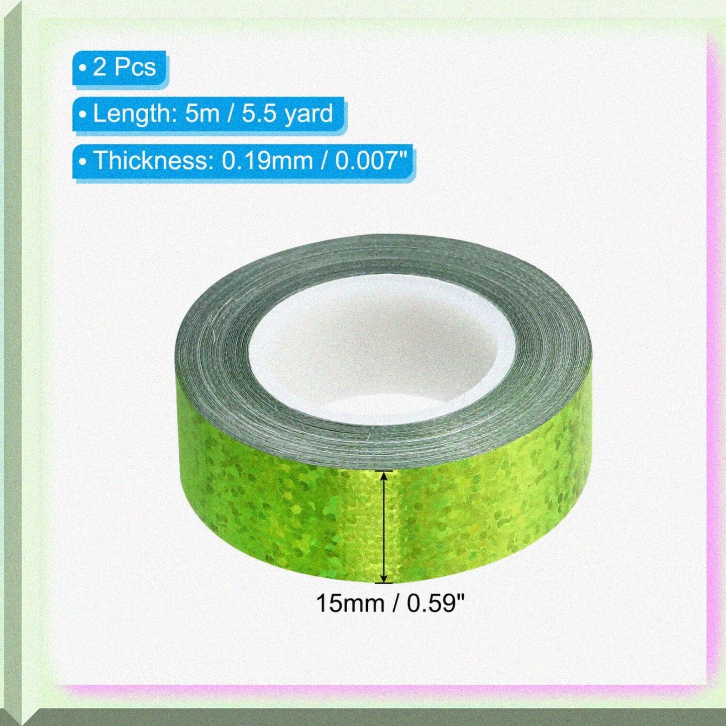 Glitter Sparkle Tape 15mm x 5m Green 2 Pack
