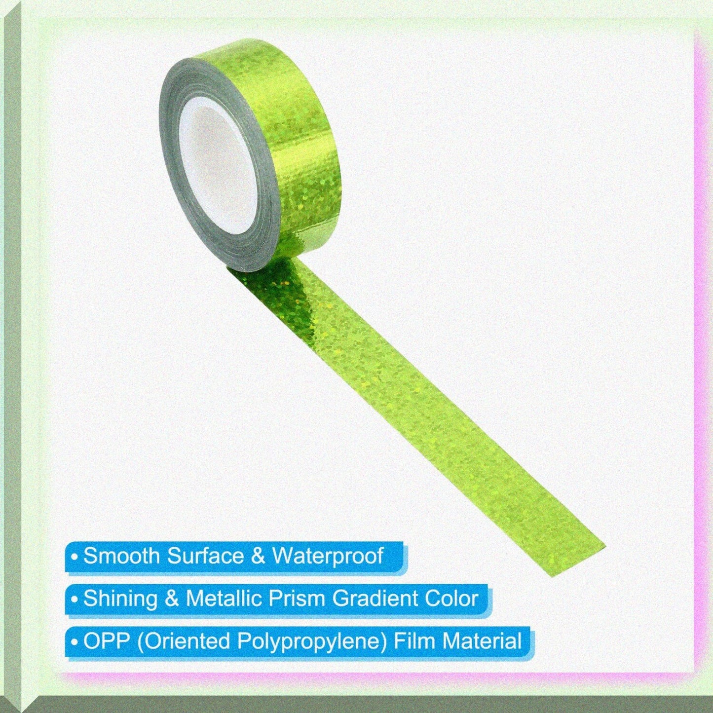Glitter Sparkle Tape 15mm x 5m Green 2 Pack