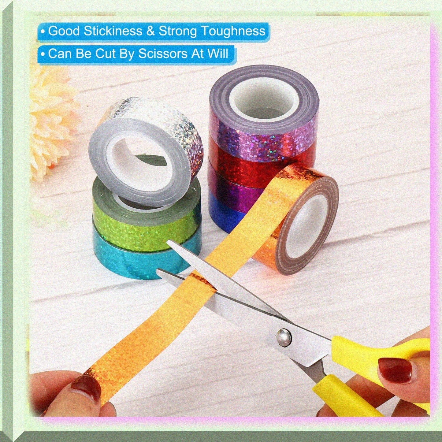 Glitter Sparkle Tape 15mm x 5m Green 2 Pack