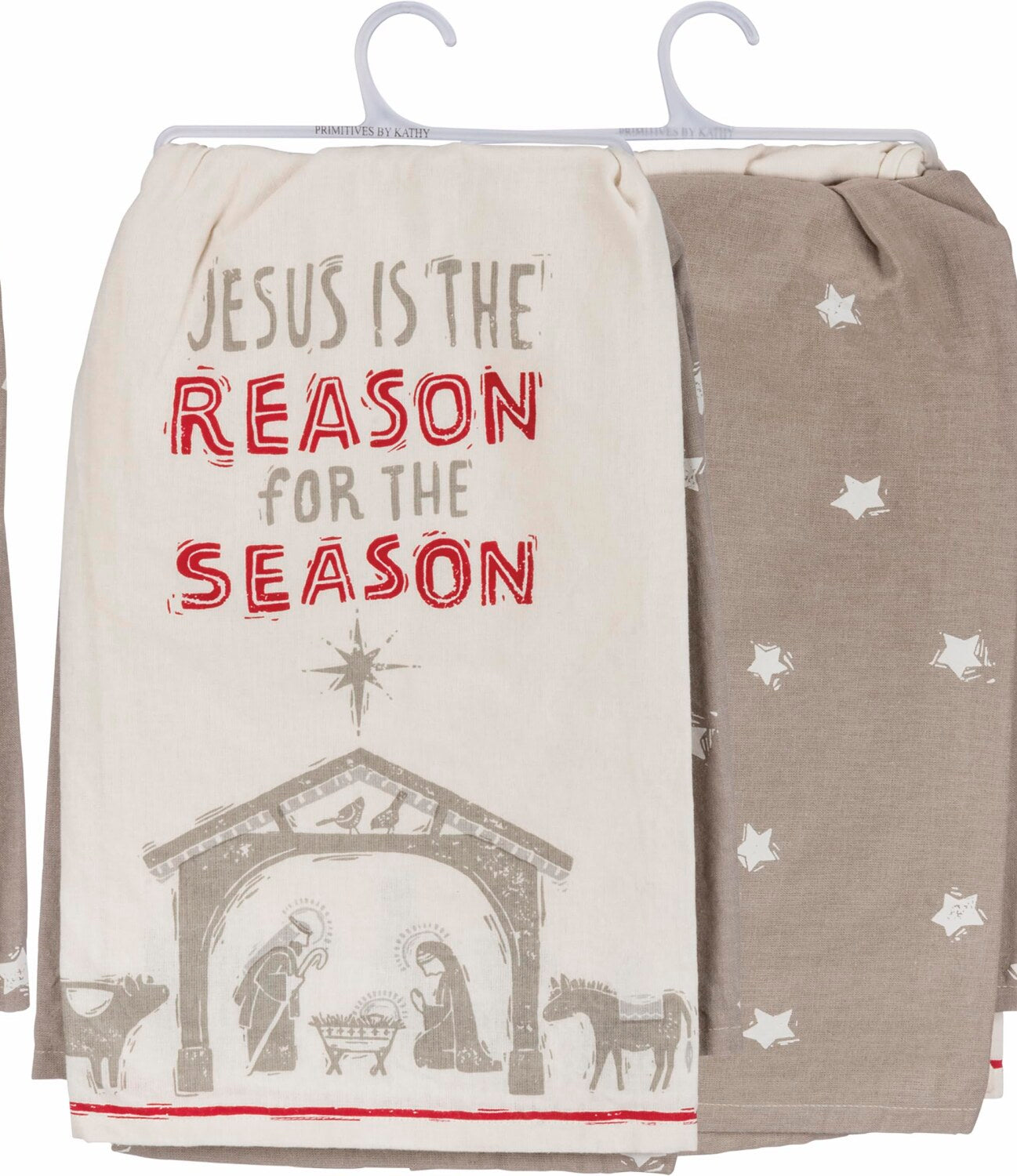 Decorative Kitchen Towel Set 2 Nativity and Star