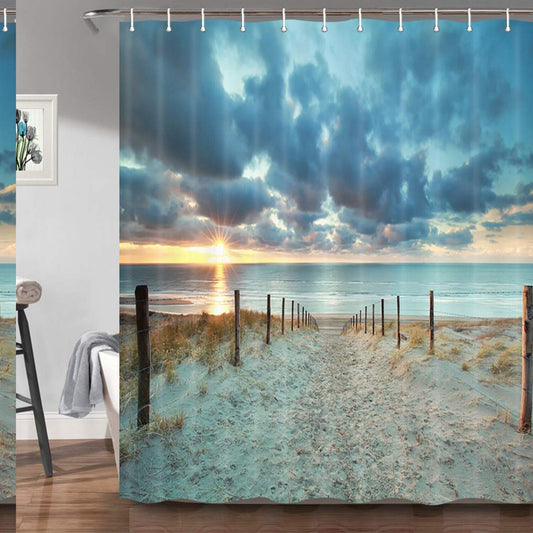 Beach Shower Curtain Waterproof Polyester 69x70 Inches