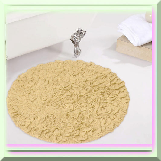 30" Round Cotton Bath Rug Yellow