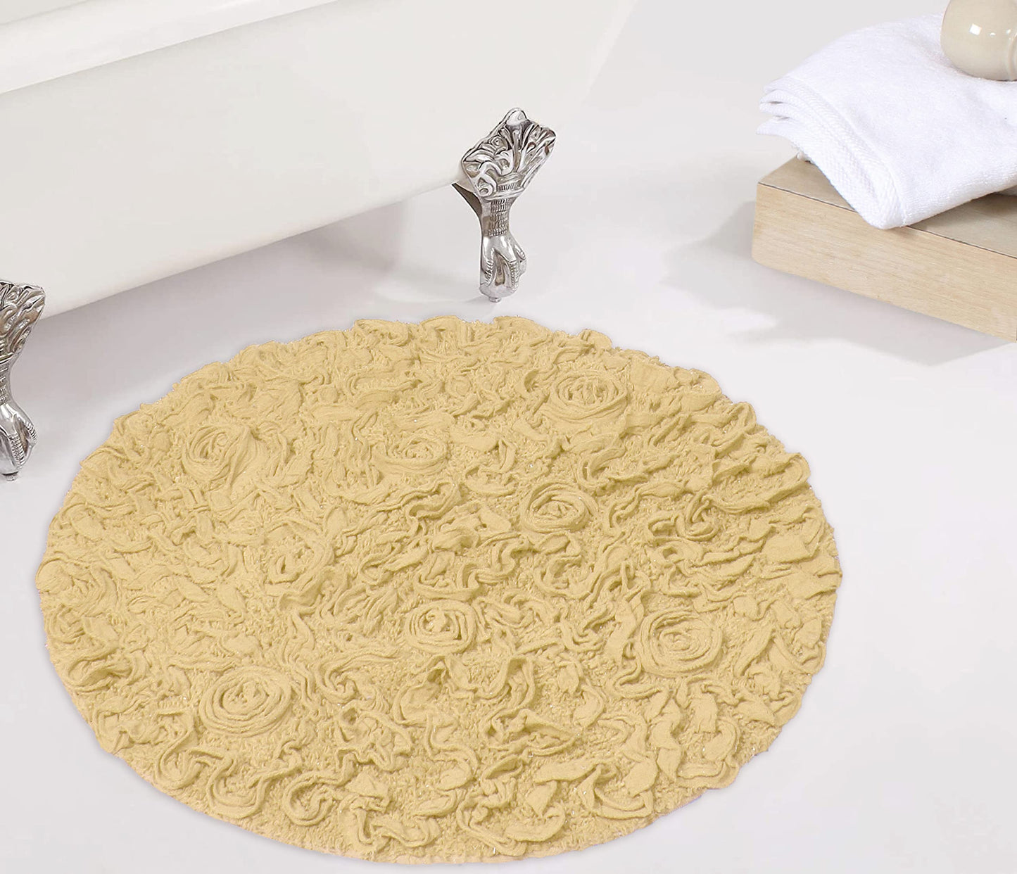 30" Round Cotton Bath Rug Yellow