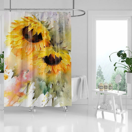 Sunflowers Waterproof Shower Curtain 72x72 Inches