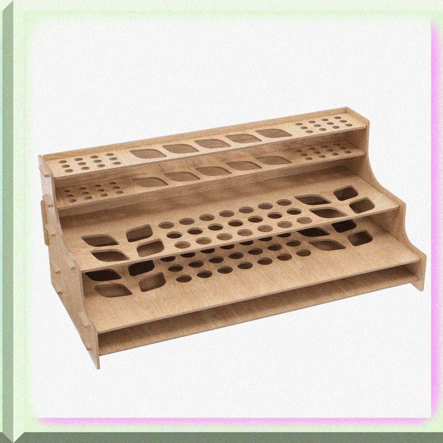 Artist Drawing Rack Wood Grain Multi-Layer Organizer