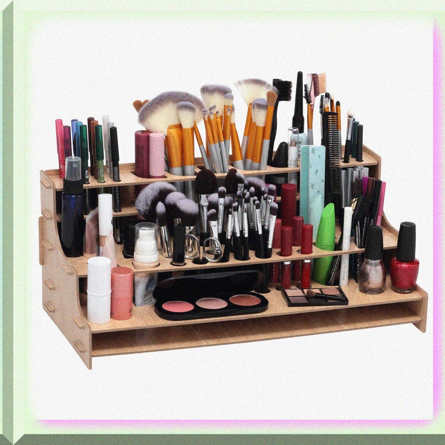 Artist Drawing Rack Wood Grain Multi-Layer Organizer