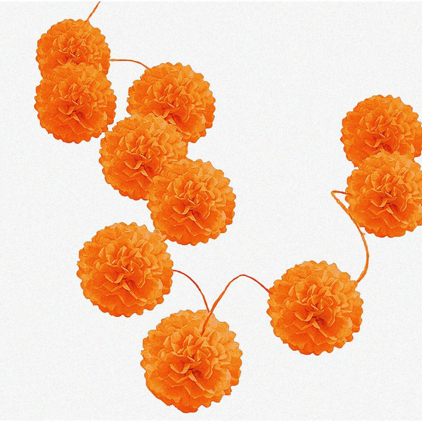 Vibrant Orange Tissue Paper Flower Ball Pom Pom Pack