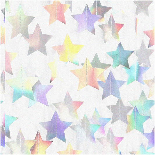 Iridescent Disco-Holographic Star Garlands 4.7m Set of 4