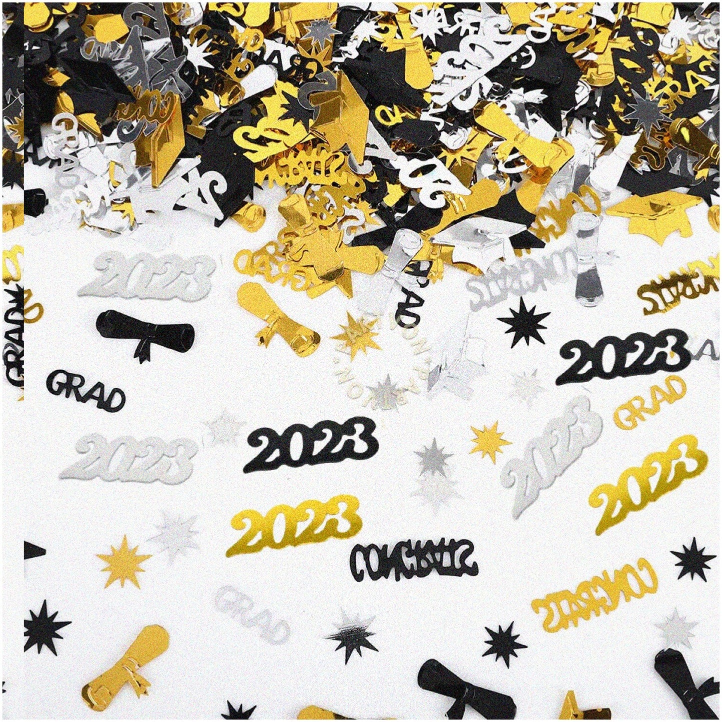 Black, Gold, Silver Confetti for Graduation Party