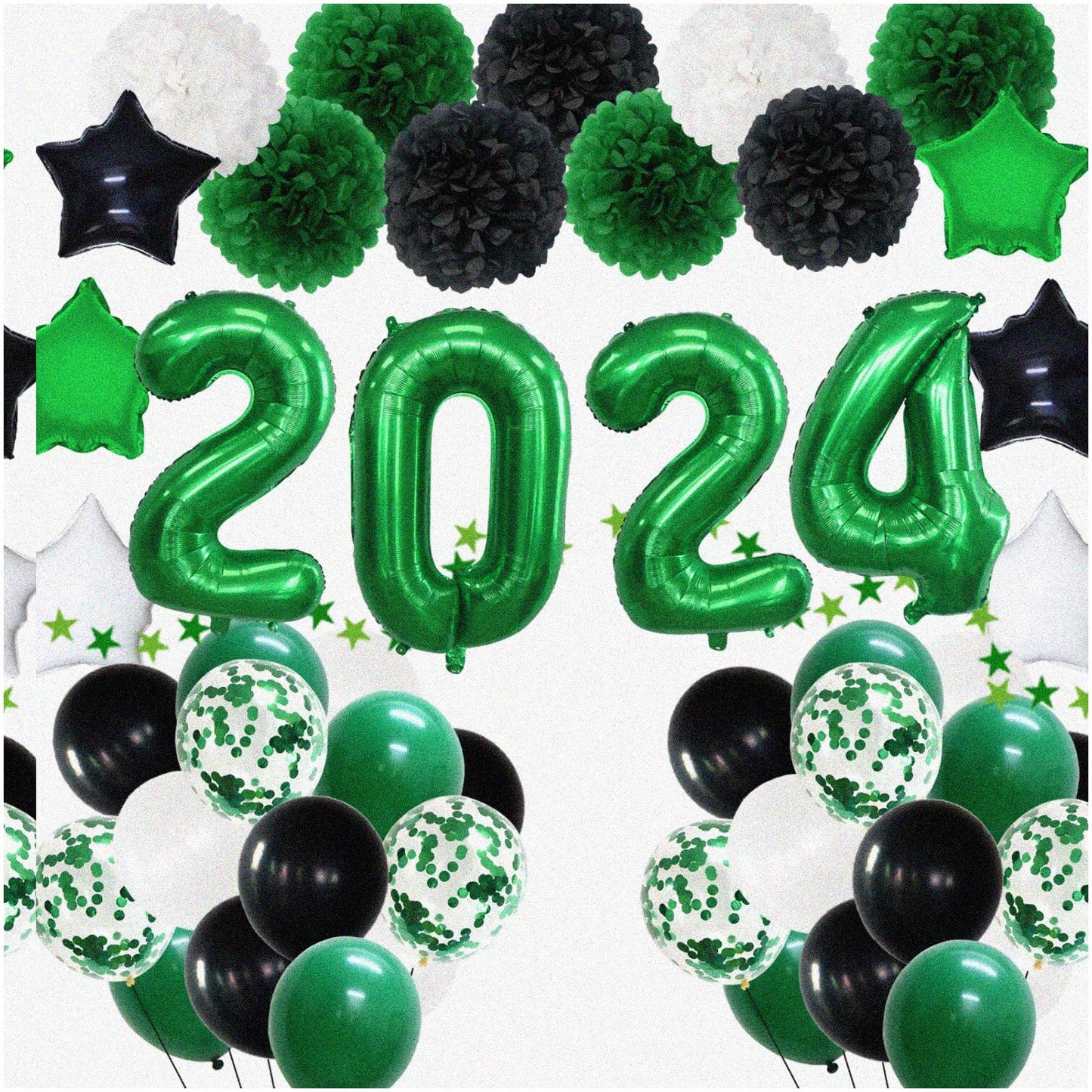 2024 Green & Black Fiesta Party Pack with Balloons and Banner