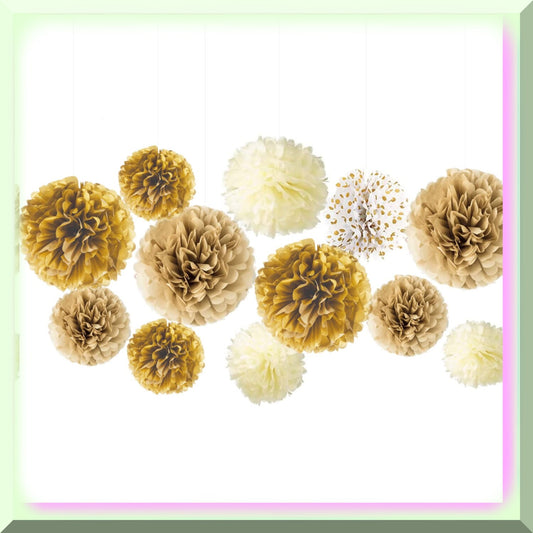 12-Piece White Tissue Pom Pom Party Decorations