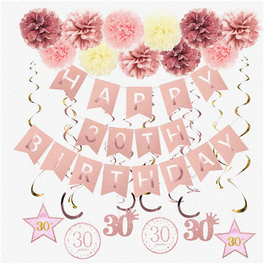 Sparkling Rose Gold 30th Birthday Party Kit