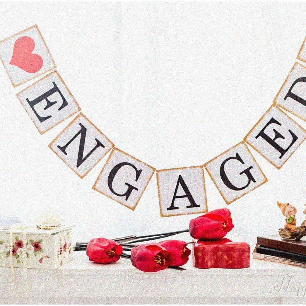 Engaged Banner Bunting Garland for Celebration